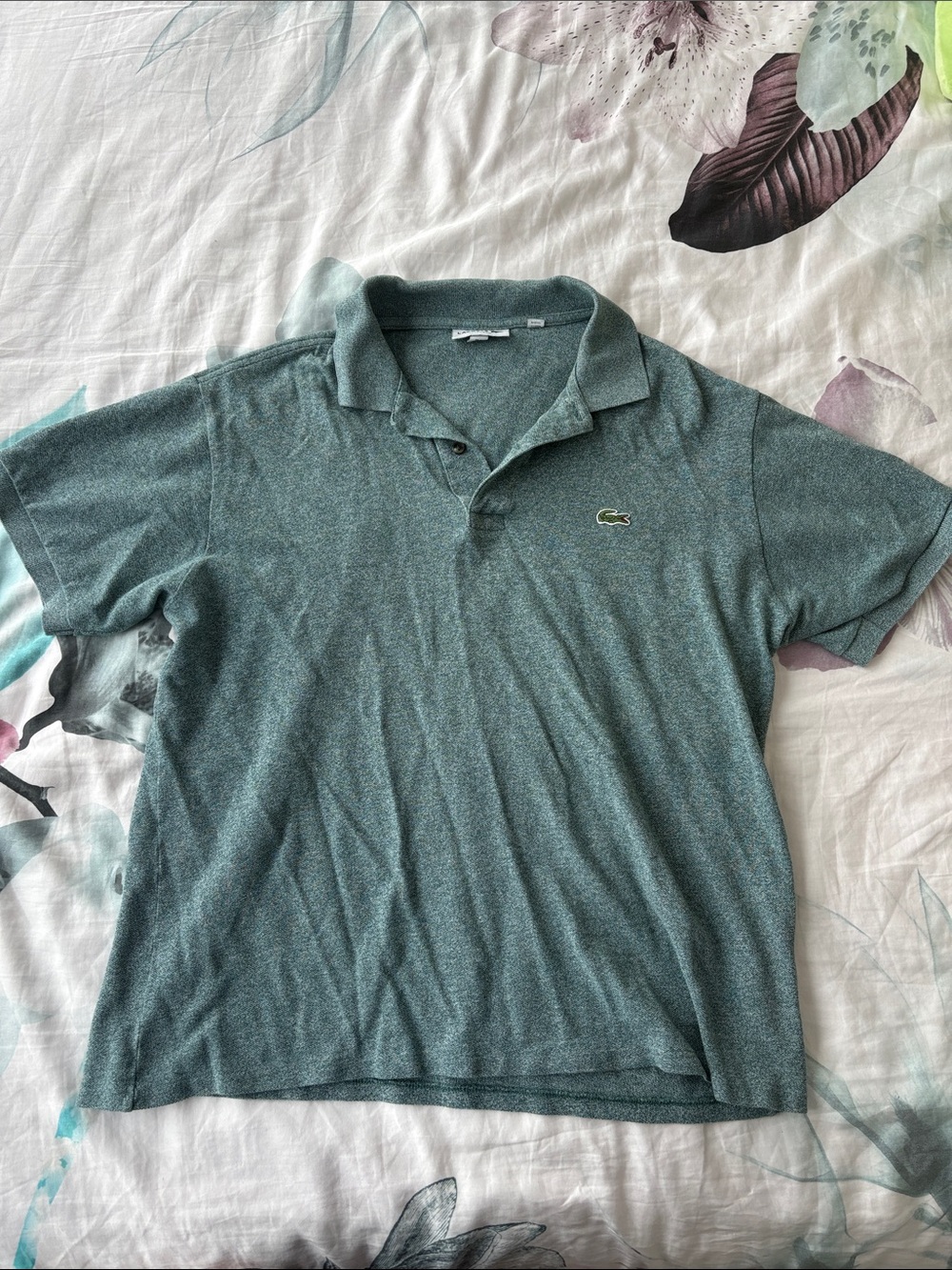 Lacoste Teal Heathered Polo with Signature Crocodile